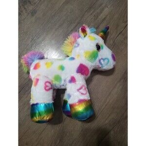 Unicorn Plush  Pink Glitter Eyes With Hearts Colorful MTY International Co